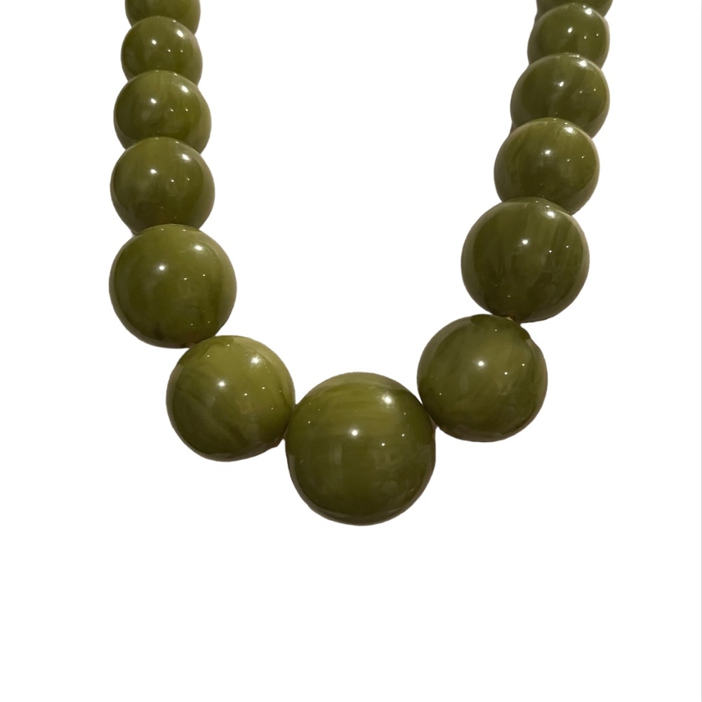 Vintage Green marbled graduated bead ball necklace - Picture 3 of 7